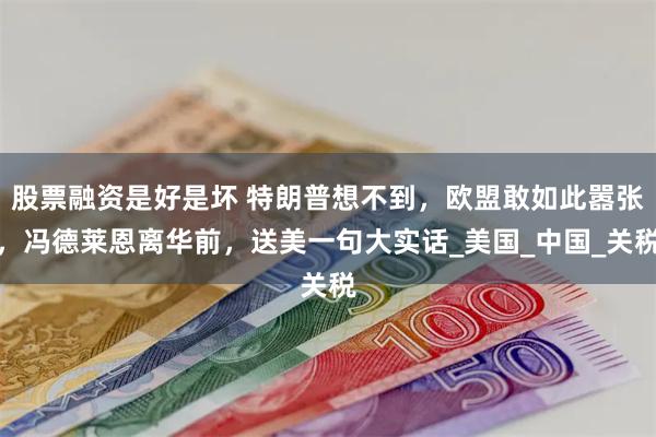 股票融资是好是坏 特朗普想不到，欧盟敢如此嚣张，冯德莱恩离华前，送美一句大实话_美国_中国_关税